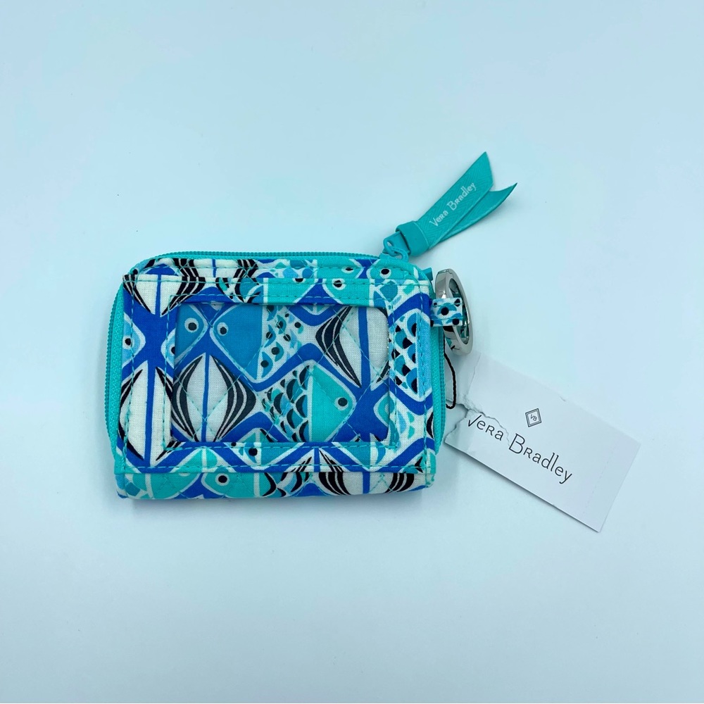 Vera Bradley RFID Petite Zip Around Wallet Go Fish Blue NWT - Picture 2 of 4